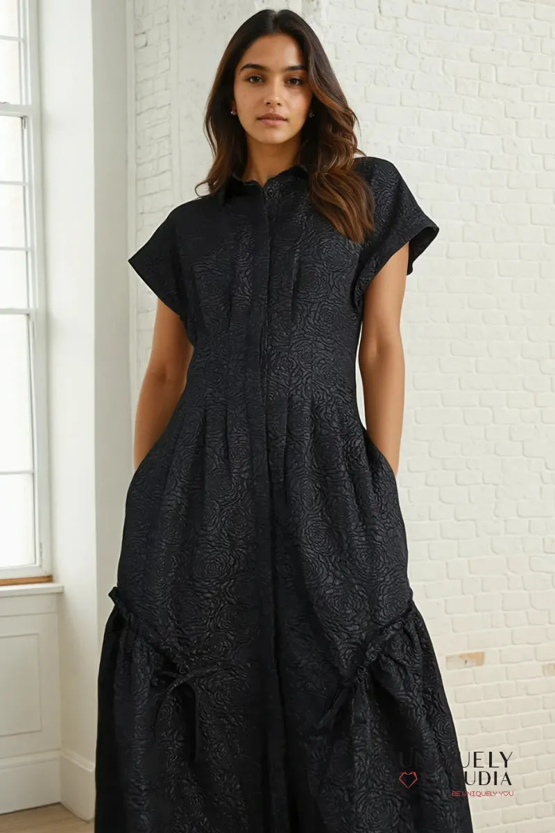 Deadre Roses Embossed Midi Dress