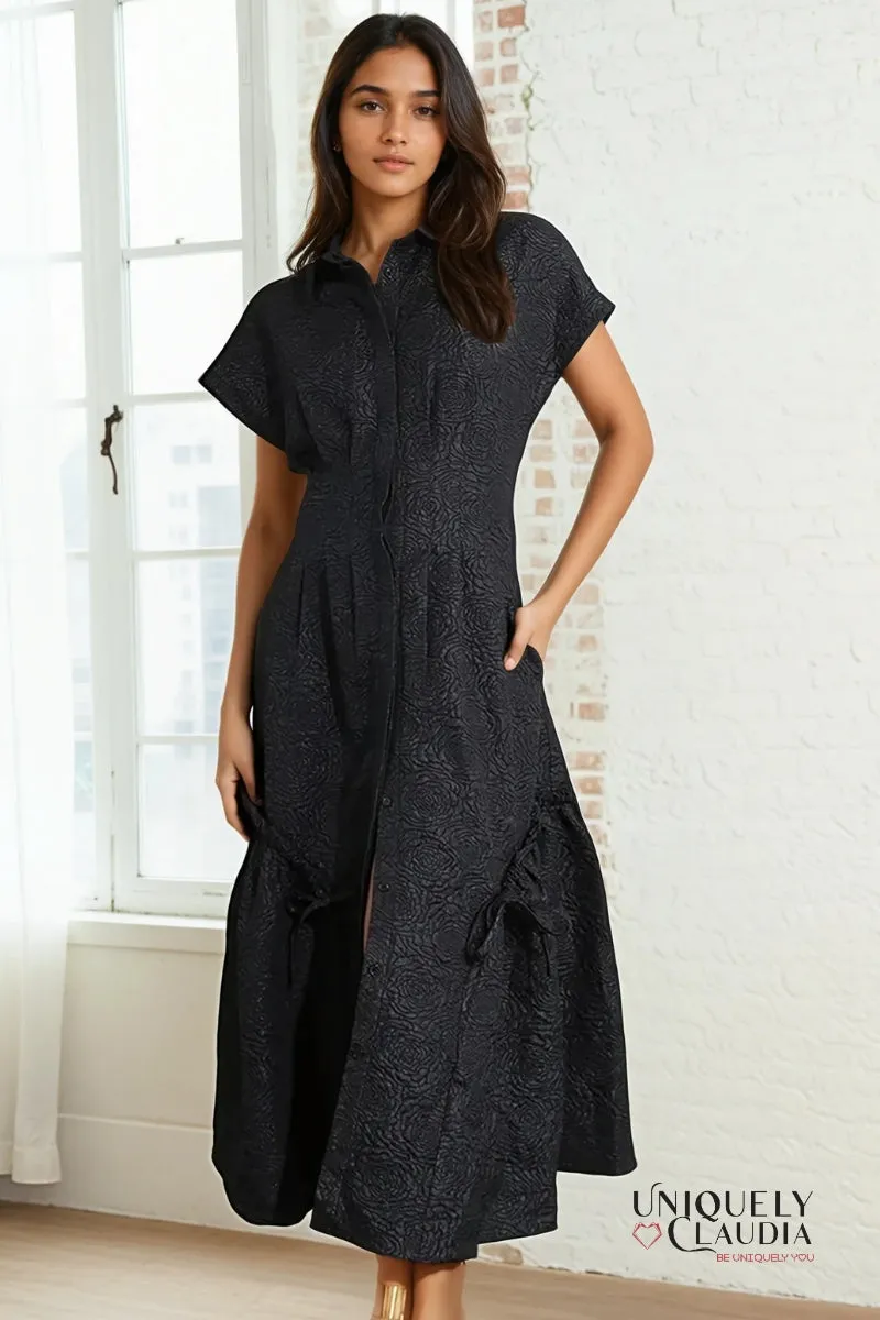 Deadre Roses Embossed Midi Dress