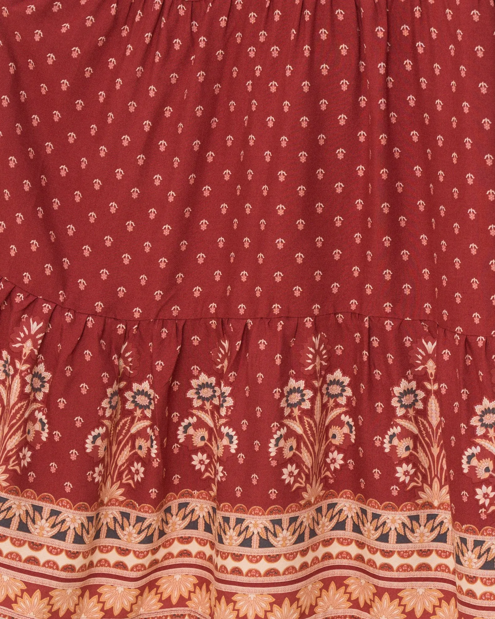 Ember Red Boho Midi Dress