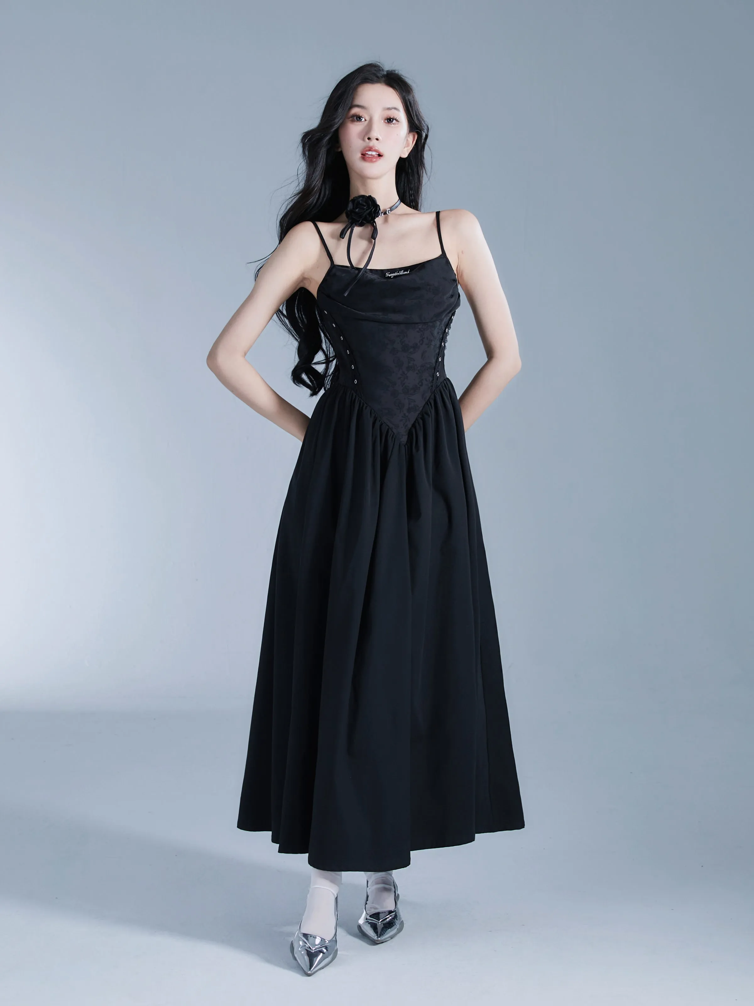 Embroidery Tight Chic Long One-Piece