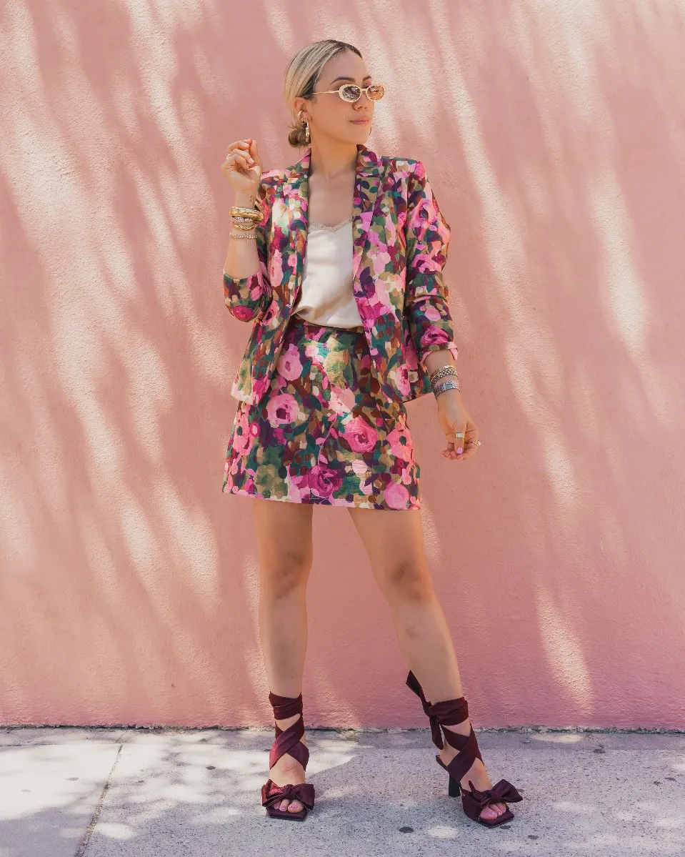 FLORAL PRINT FITTED BLAZER