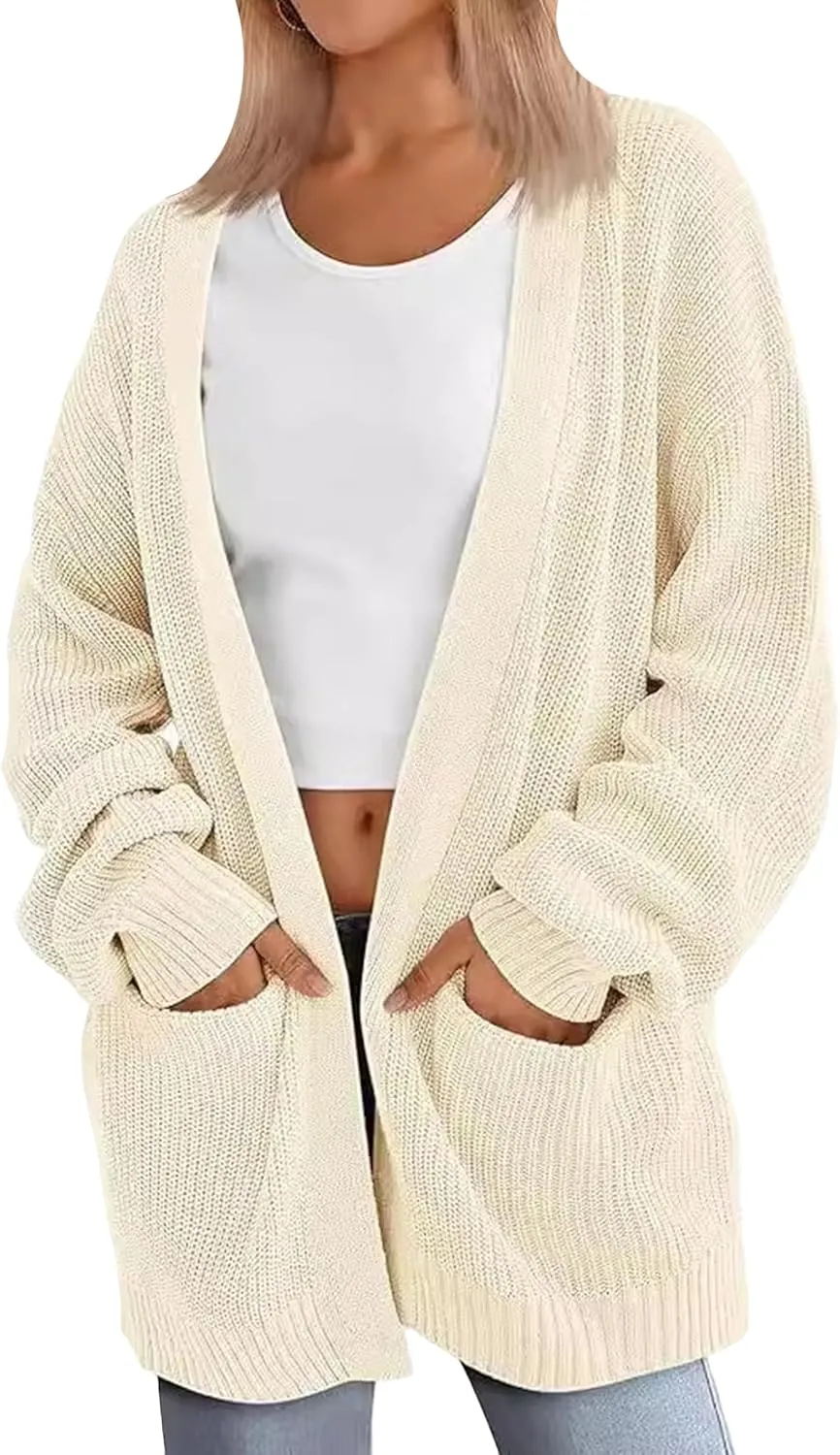 GORIFE Women's Soft Open Front Oversized Casual Loose Fit Cardigan Sweater Fall Chunky Knit Sweater Cardigan