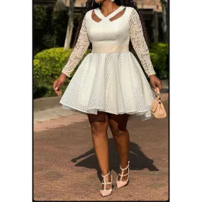 Hallow out Long-sleeve Bubble Dress
