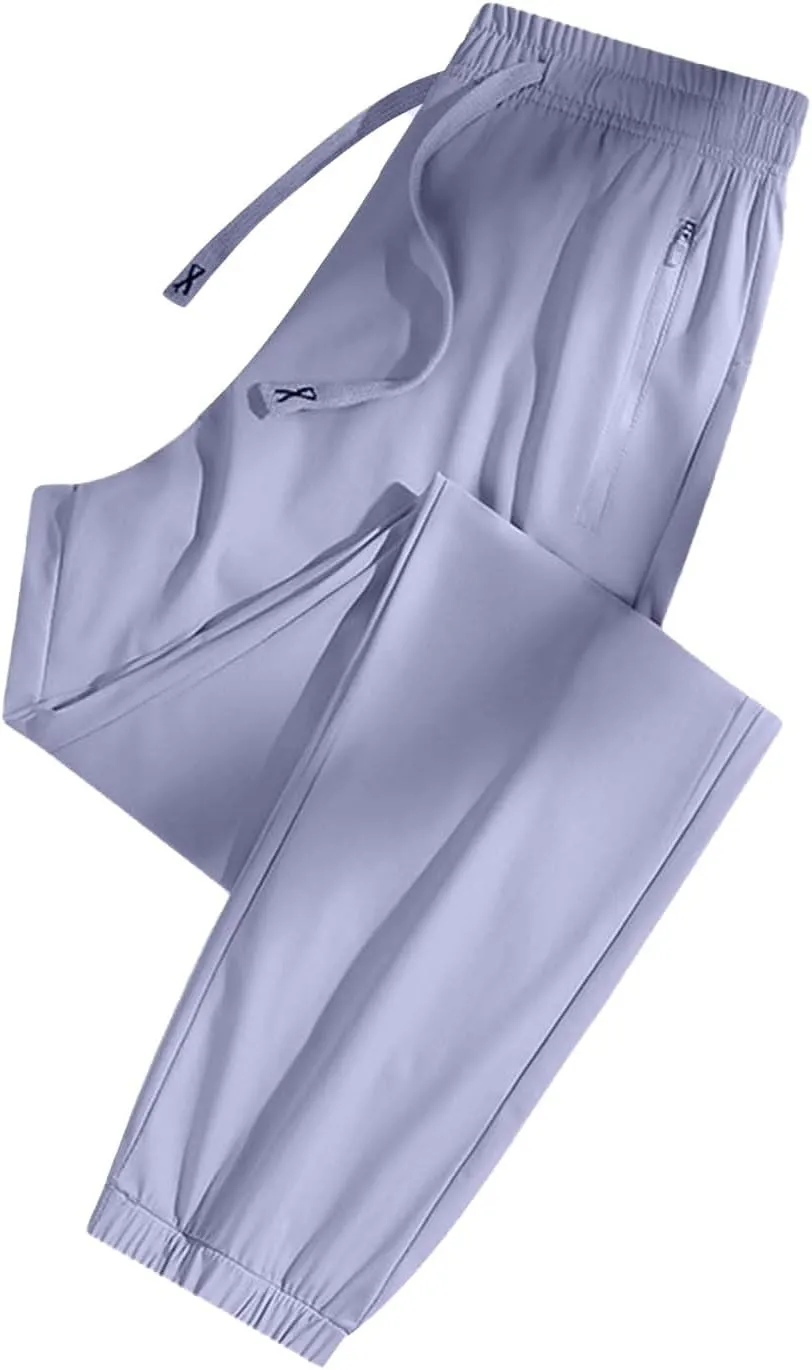 Hiking Pants Women Elastic Waist Drawstring Straight Leg Trousers Summer Loose Fit Breathable Sport Pants with Pocket