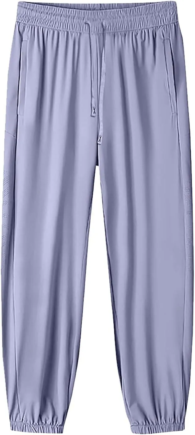 Hiking Pants Women Elastic Waist Drawstring Straight Leg Trousers Summer Loose Fit Breathable Sport Pants with Pocket