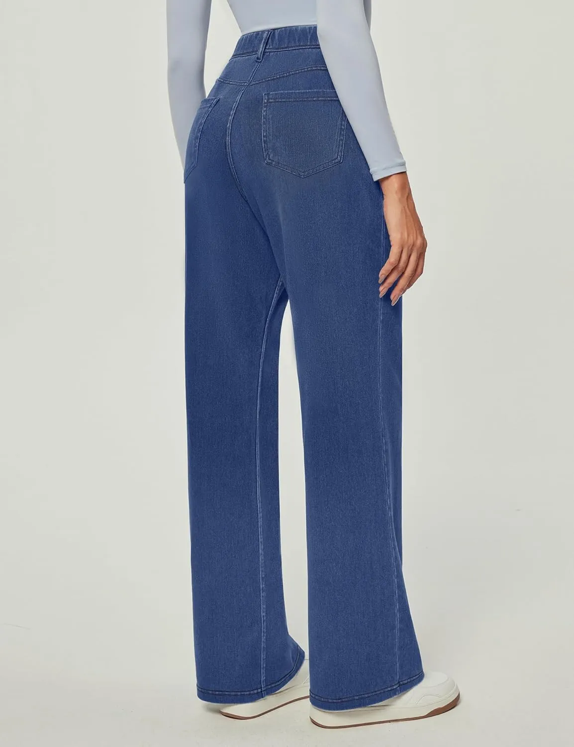 IUGA Wide Leg Jeans Woman Stretchy Pull On Baggy Jeans High Waisted Trendy Womens Jeans Straight Casual Denim Pants