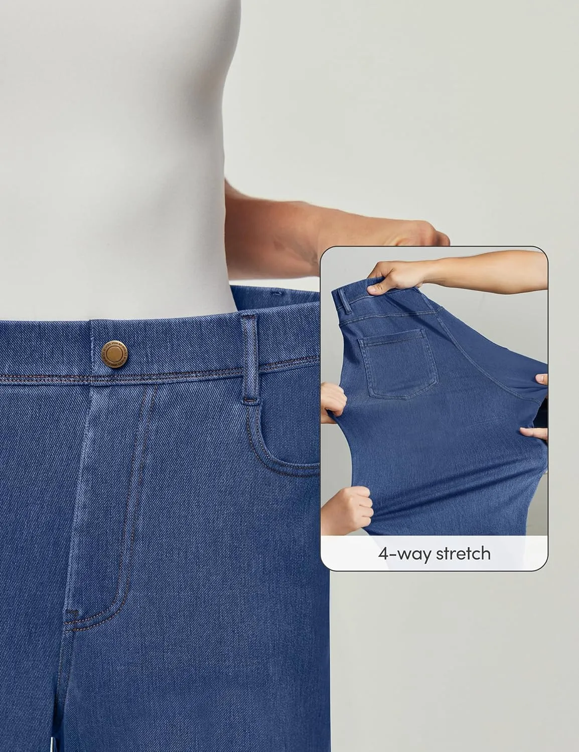 IUGA Wide Leg Jeans Woman Stretchy Pull On Baggy Jeans High Waisted Trendy Womens Jeans Straight Casual Denim Pants