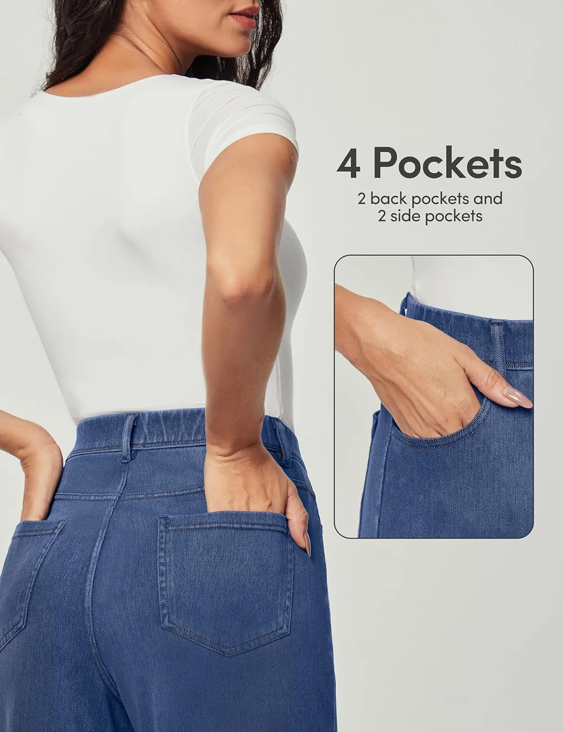 IUGA Wide Leg Jeans Woman Stretchy Pull On Baggy Jeans High Waisted Trendy Womens Jeans Straight Casual Denim Pants