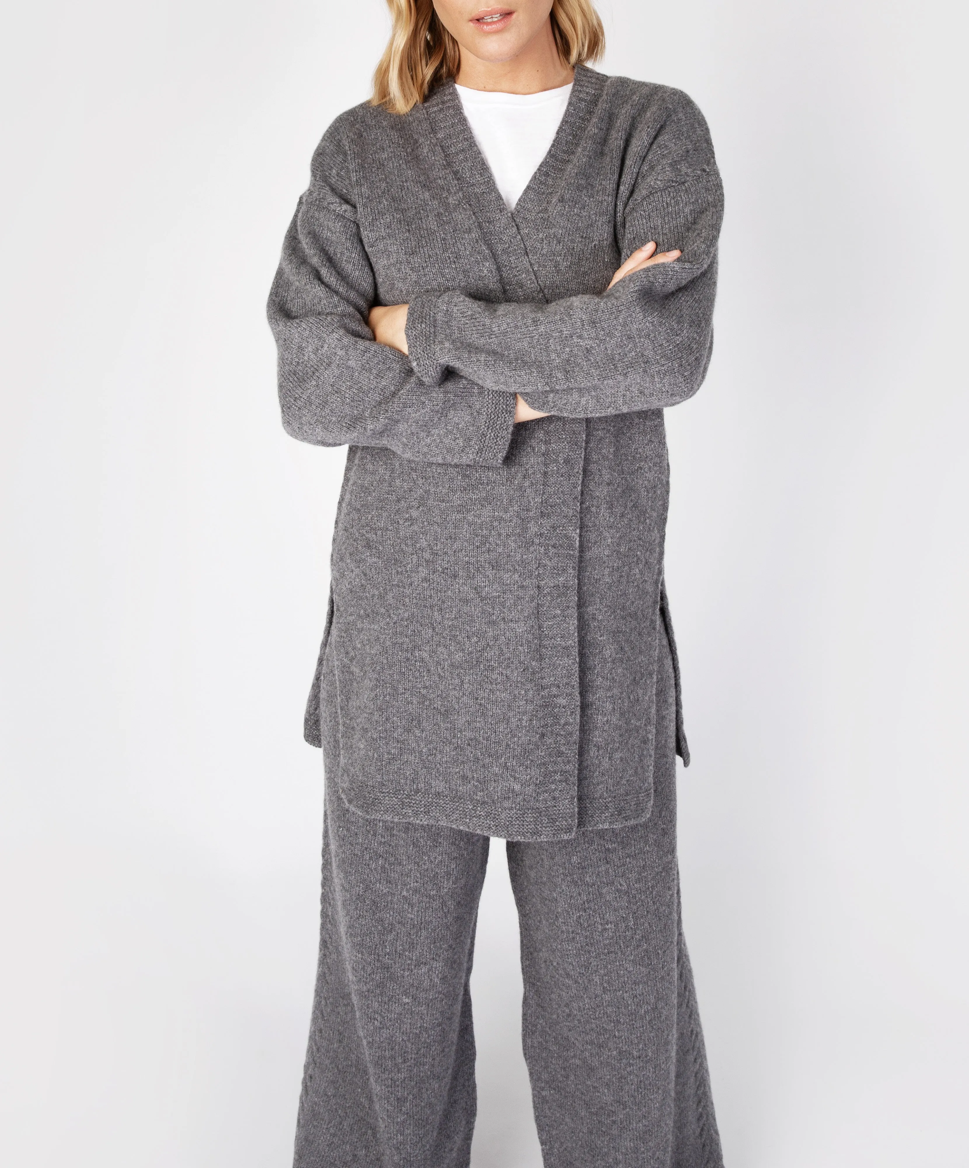 Jersey Edge to Edge Cardigan Smoke
