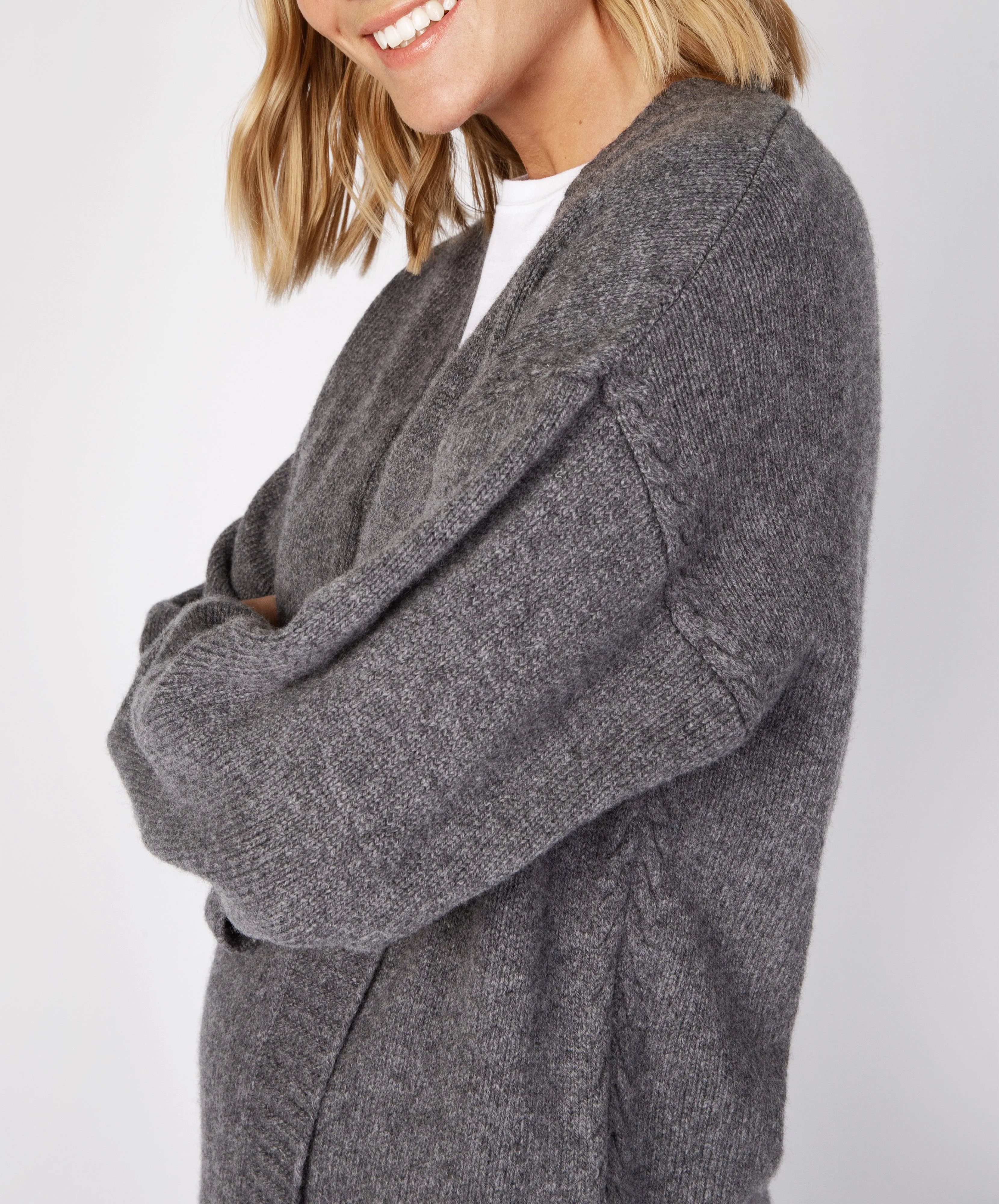 Jersey Edge to Edge Cardigan Smoke
