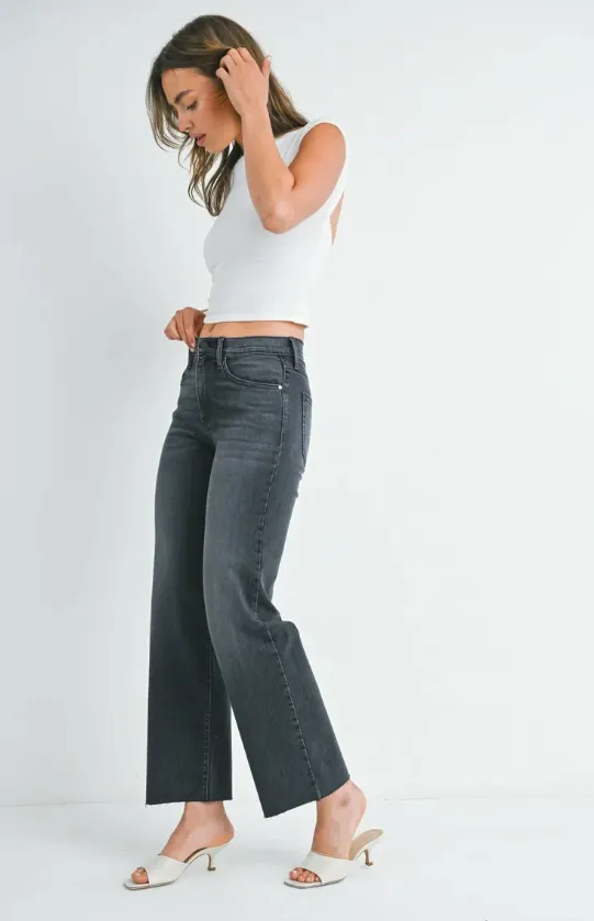 Just Black Denim The Slim Palazzo with Scissor Cut - Washed Grey