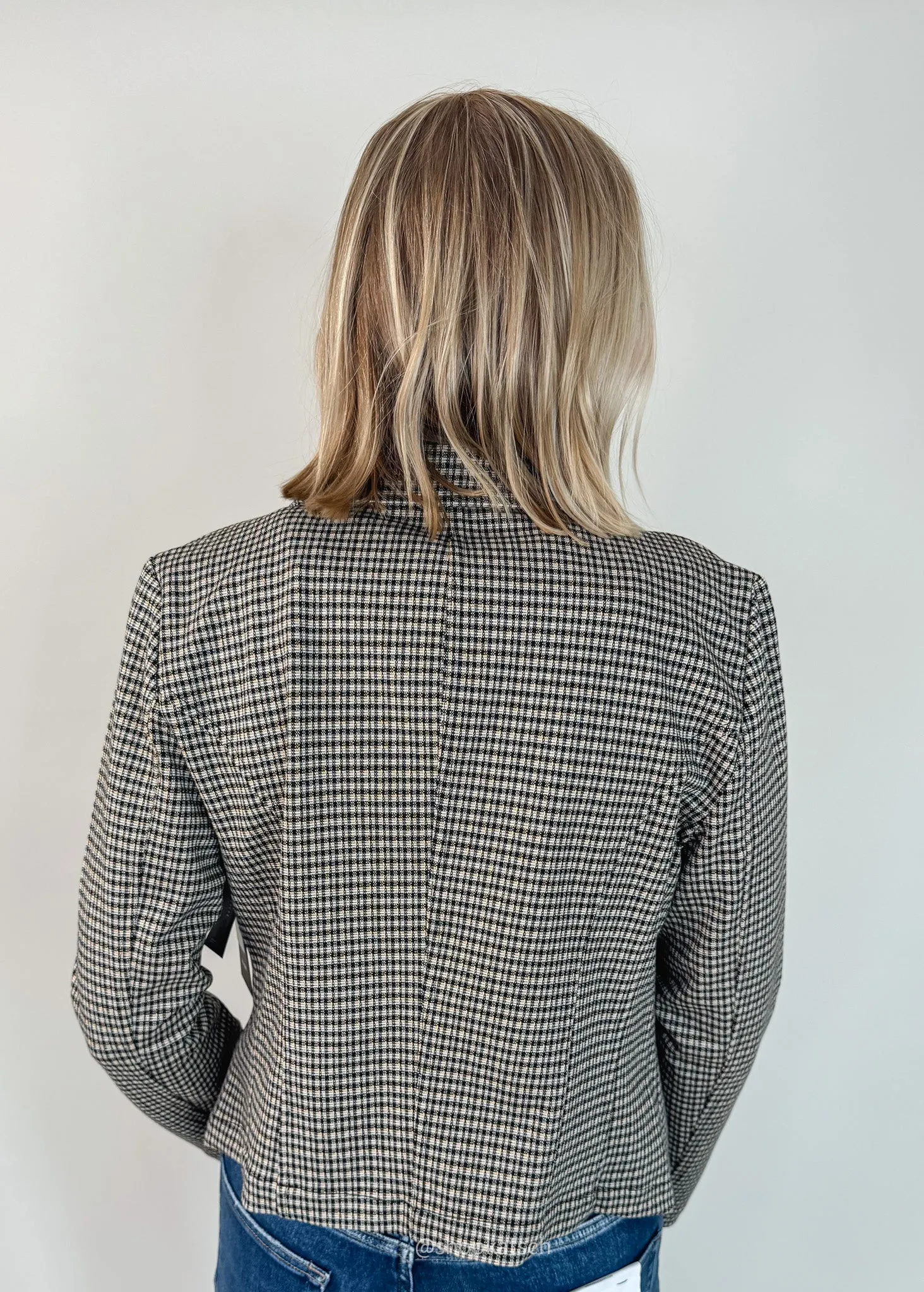 Lexi Open Front Black and Tan Blazer