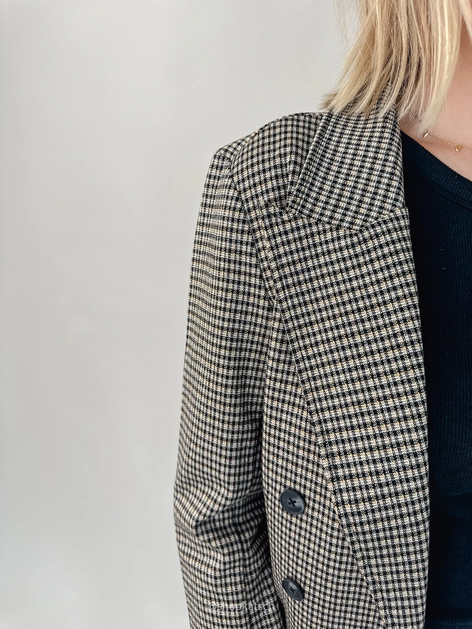 Lexi Open Front Black and Tan Blazer