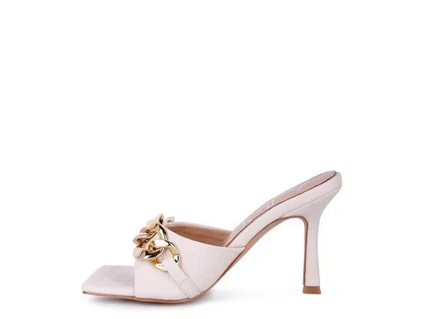 London Rag Mermaid Metal Chain Heeled Quilted Sandals