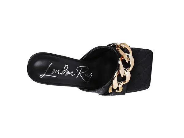 London Rag Mermaid Metal Chain Heeled Quilted Sandals