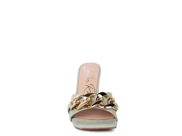 London Rag Mermaid Metal Chain Heeled Quilted Sandals