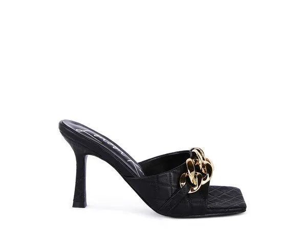 London Rag Mermaid Metal Chain Heeled Quilted Sandals