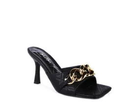London Rag Mermaid Metal Chain Heeled Quilted Sandals