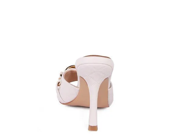 London Rag Mermaid Metal Chain Heeled Quilted Sandals