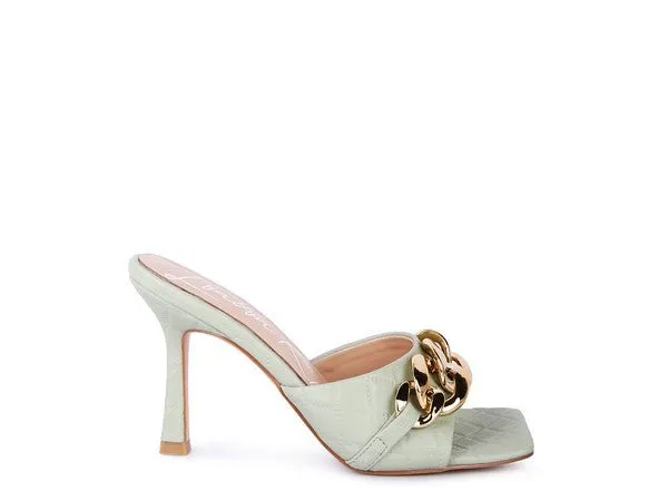 London Rag Mermaid Metal Chain Heeled Quilted Sandals