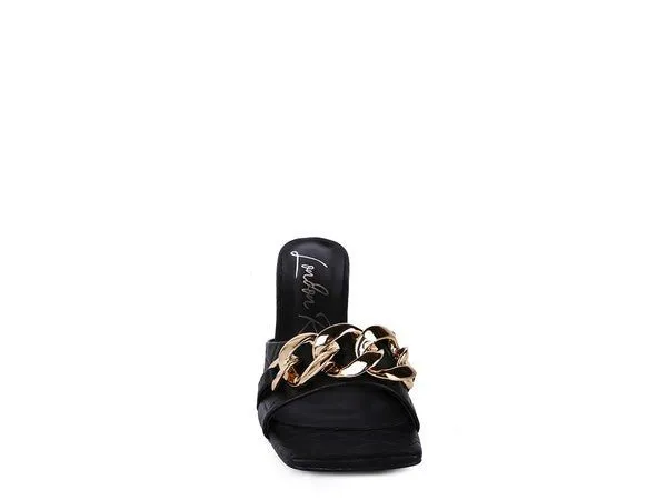 London Rag Mermaid Metal Chain Heeled Quilted Sandals