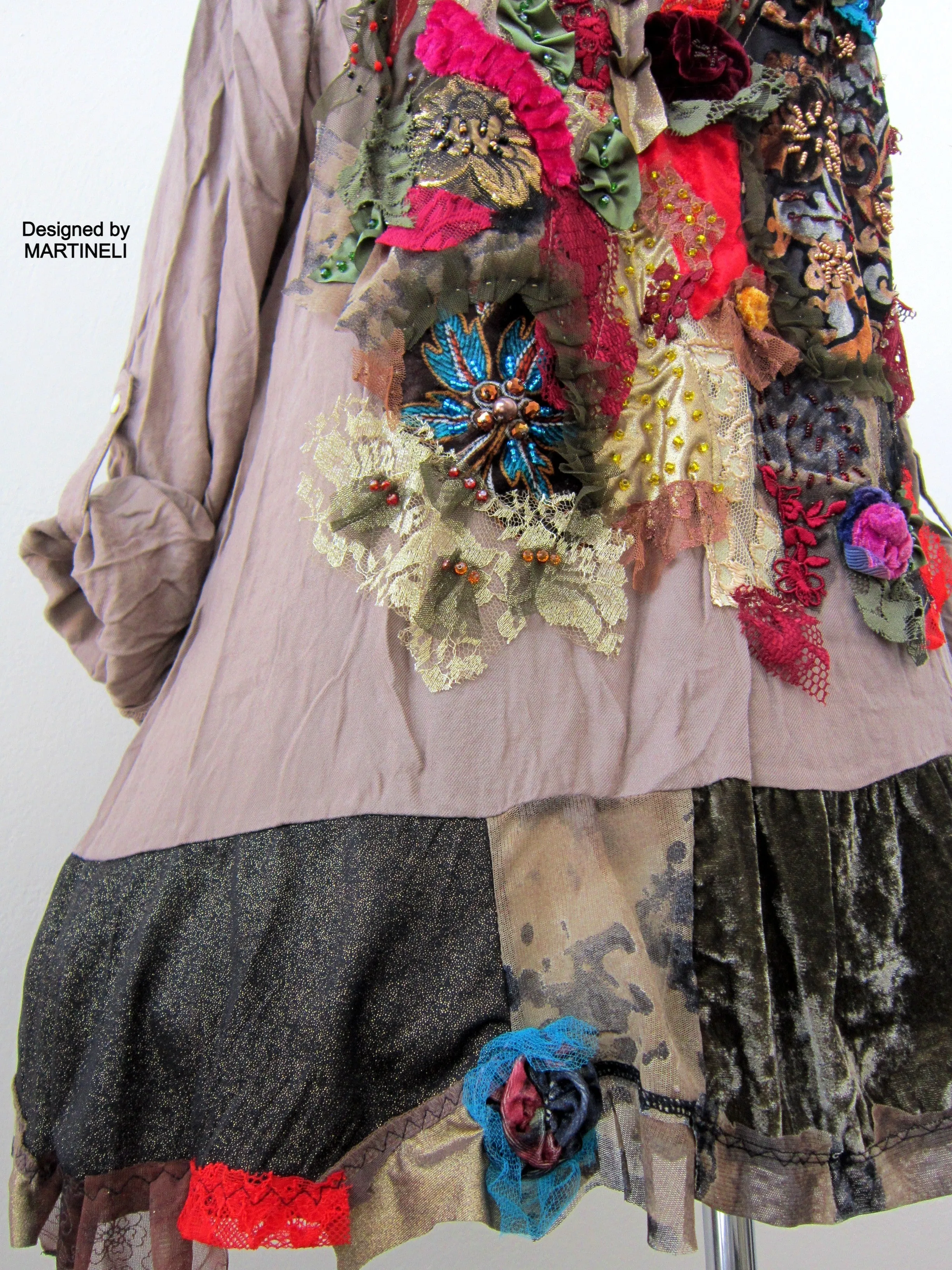 Long Sleeves Embroidered Shirt Dress,XL Boho Hippie Summer Dress