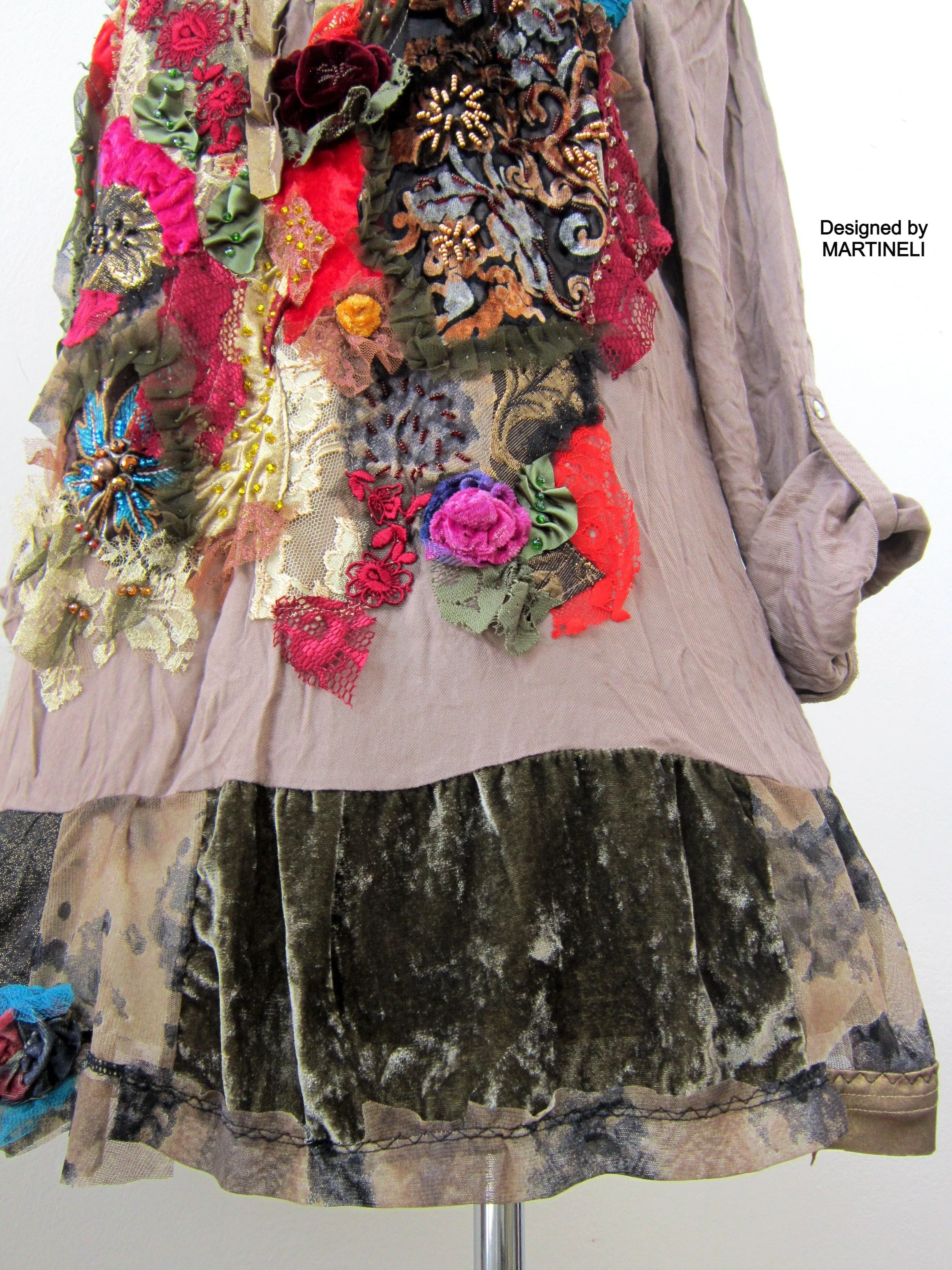 Long Sleeves Embroidered Shirt Dress,XL Boho Hippie Summer Dress