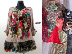Long Sleeves Embroidered Shirt Dress,XL Boho Hippie Summer Dress