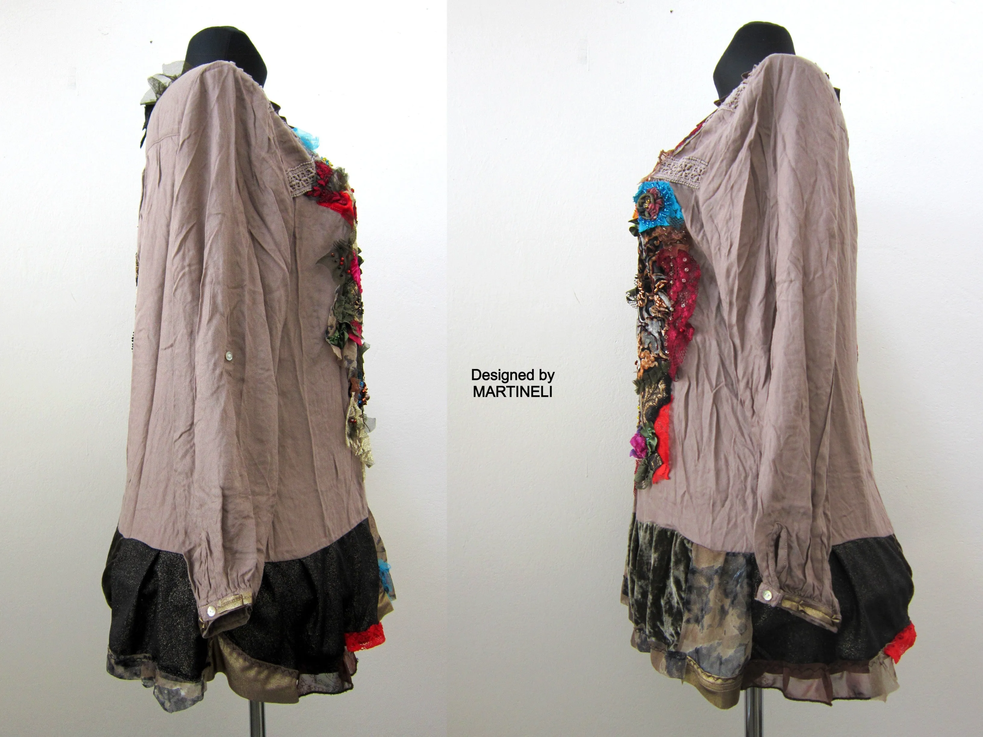 Long Sleeves Embroidered Shirt Dress,XL Boho Hippie Summer Dress