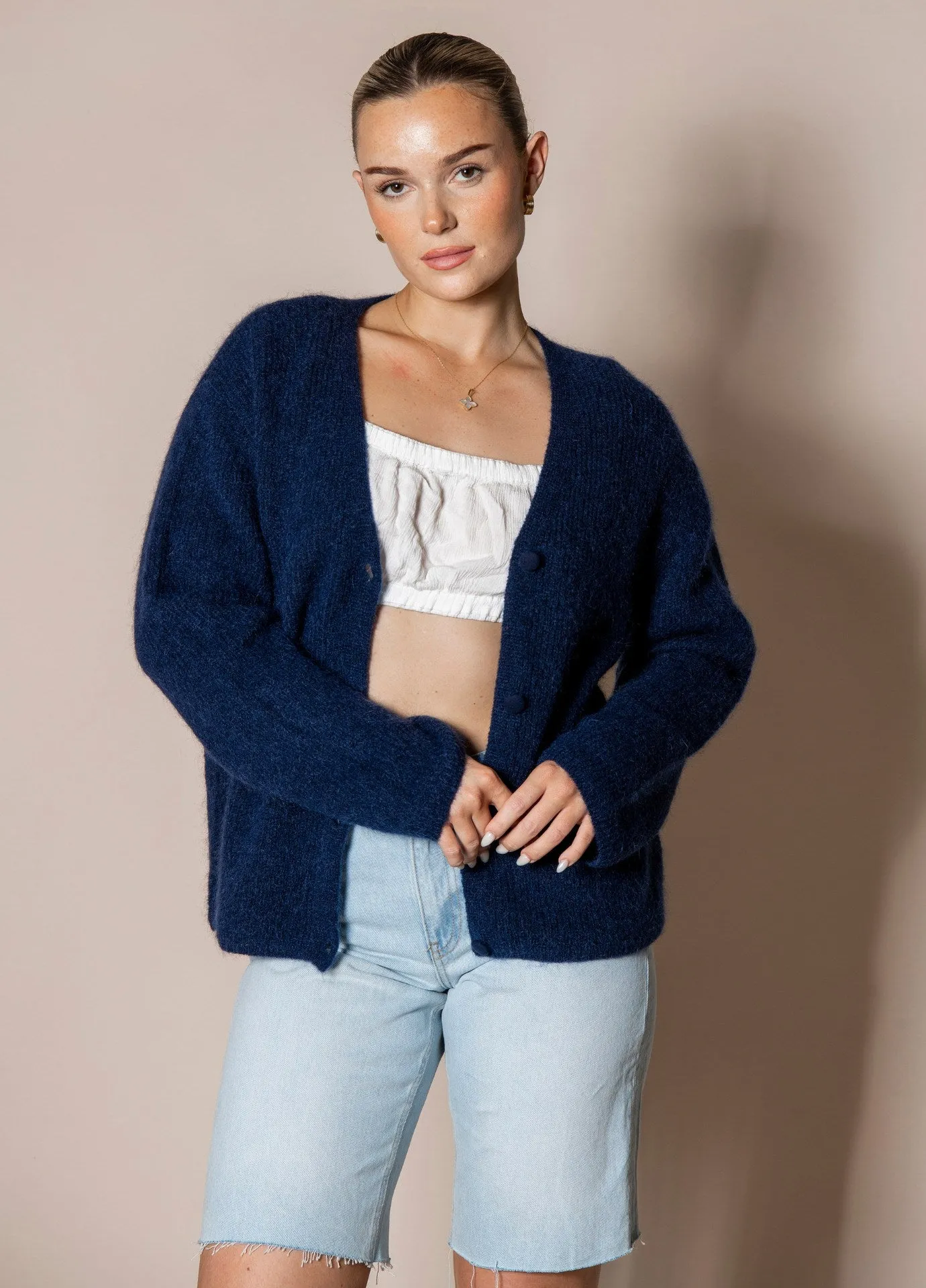 Malene Mohair Cardigan Navy