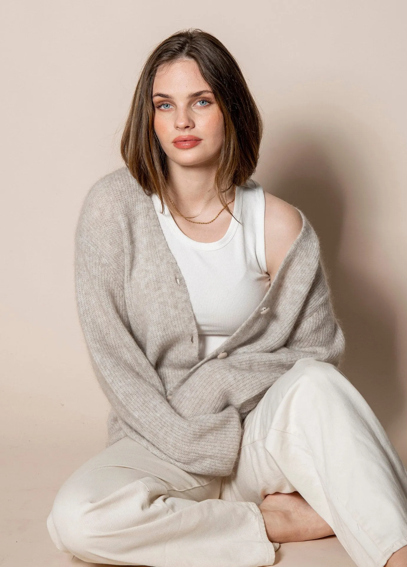 Malene Mohair Cardigan Soft Beige