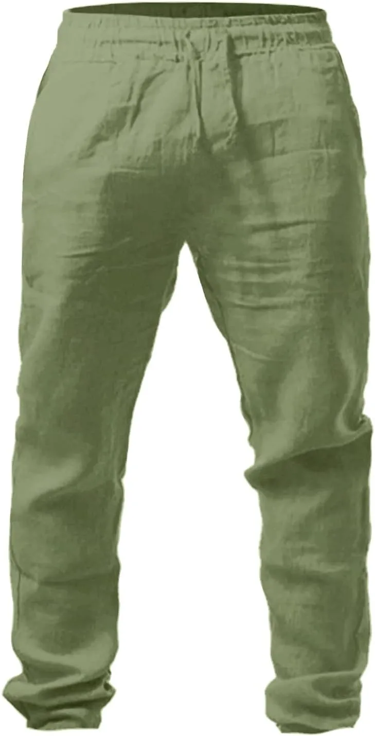 Man Cargo Mens Casual Drawstring Trousers Lightweight Elastic Waist Pants Relaxed Fit Casual Sweatpant Yoga Beach Pants