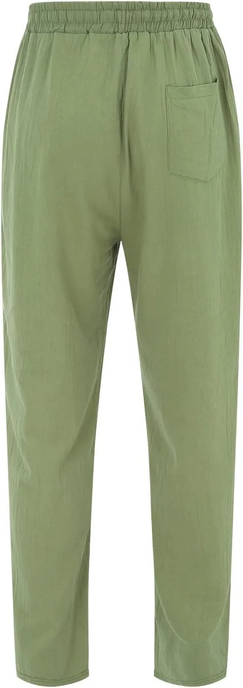 Man Cargo Mens Casual Drawstring Trousers Lightweight Elastic Waist Pants Relaxed Fit Casual Sweatpant Yoga Beach Pants