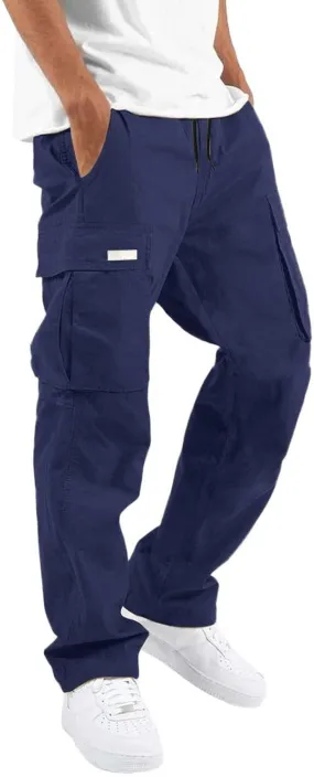 Men's Cargo Pants Solid Color Summer Lightweight Trousers Lounge Loose Fit Overalls House Outdoor Hiking Joggers