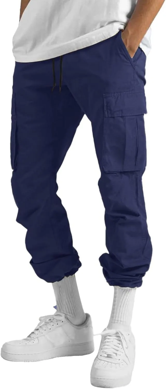 Men's Cargo Pants Solid Color Summer Lightweight Trousers Lounge Loose Fit Overalls House Outdoor Hiking Joggers