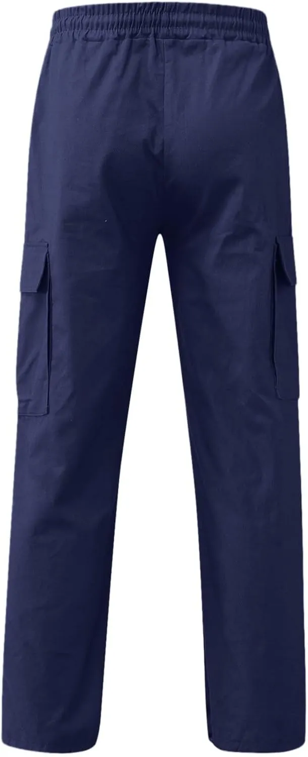 Men's Cargo Pants Solid Color Summer Lightweight Trousers Lounge Loose Fit Overalls House Outdoor Hiking Joggers