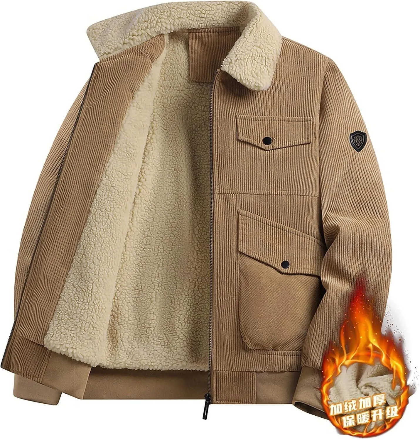 Men's Casual Jacket Men's Casual Plus Size Suede Zipper Tops Men's Jacket Long Sleeved Hooded Casual Jacket/Jacket