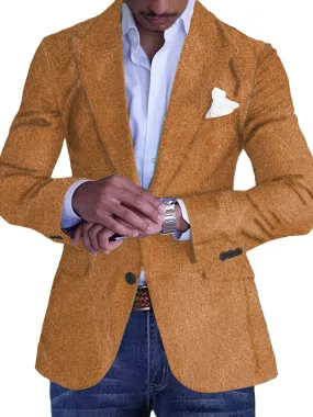 Men's Leather Print Single Breasted Casual Blazer