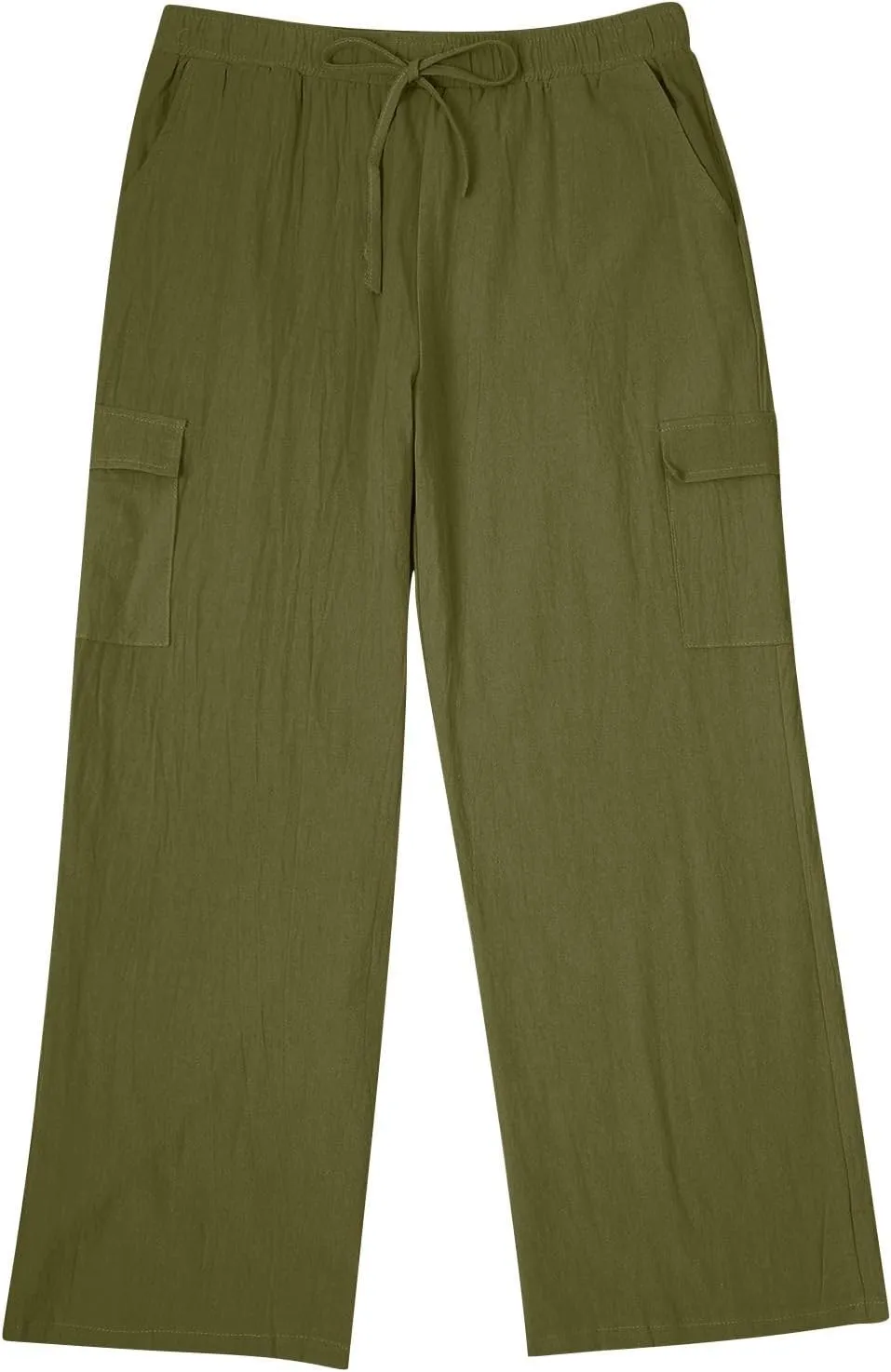 Mens Linen Beach Pants Big Tall Casual Elastic Waist Summer Beach Pants Lightweight Breathable Yoga Vacation Trouser