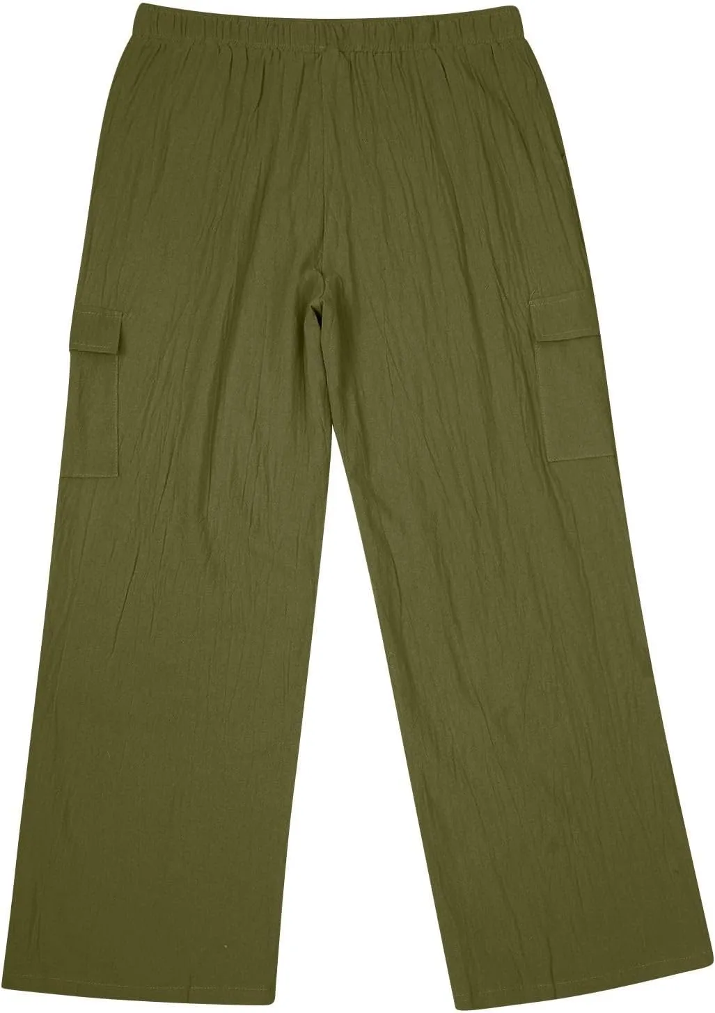 Mens Linen Beach Pants Big Tall Casual Elastic Waist Summer Beach Pants Lightweight Breathable Yoga Vacation Trouser