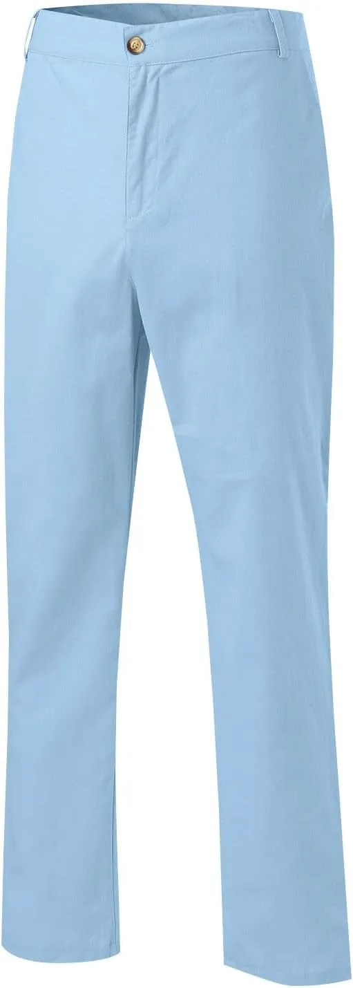 Mens Linen Pants Big and Tall Casual Elastic Waist Summer Beach Pants Lightweight Breathable Yoga Vacation Trousers