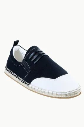 Mens Padded Leather Stripes Espadrilles
