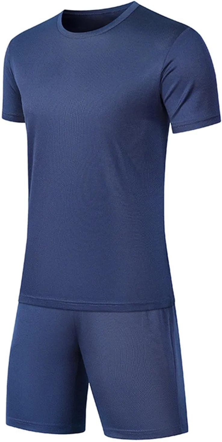 Mens Short Sets 2 Piece Outfits Summer Beach Casual Tracksuit Sports Shirt and Shorts Set Cotton Linen Suit