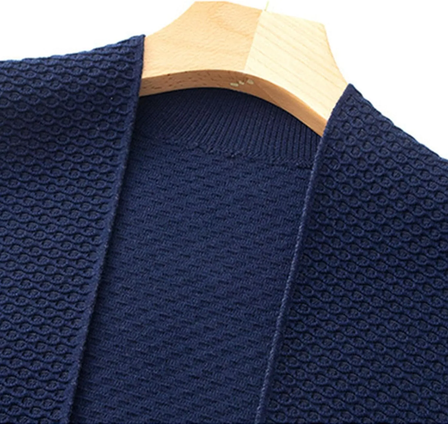 Men's V-Neck Stretchy Fleece Sweater Solid Color Casual Cardigan Coats Slim Soft Stylish Knitted Coats