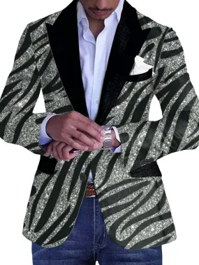 Men's Zebra Print Single Breasted Vintage Blazer
