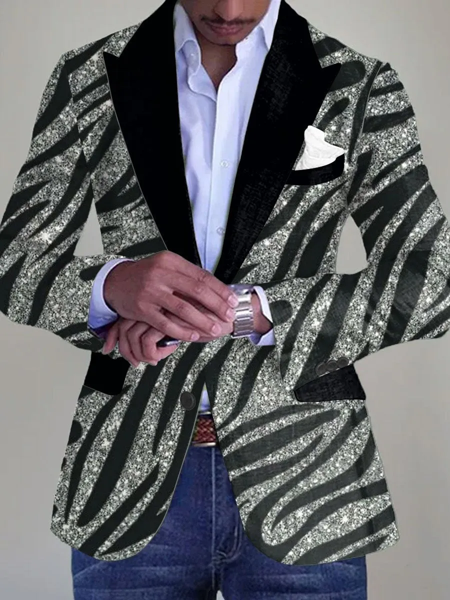 Men's Zebra Print Single Breasted Vintage Blazer