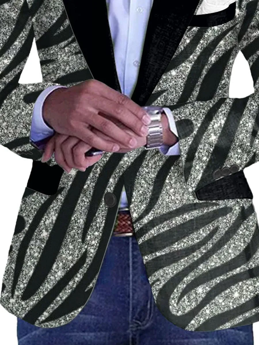 Men's Zebra Print Single Breasted Vintage Blazer
