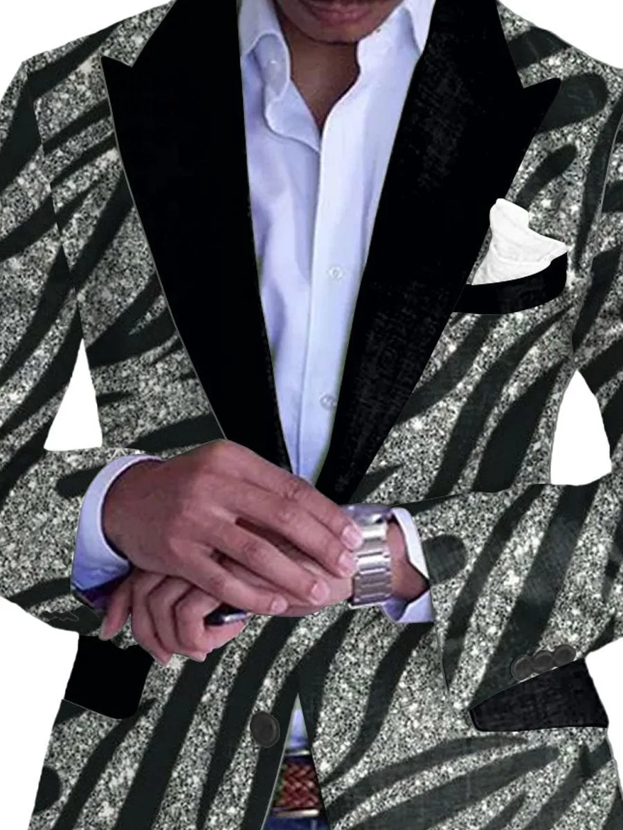 Men's Zebra Print Single Breasted Vintage Blazer