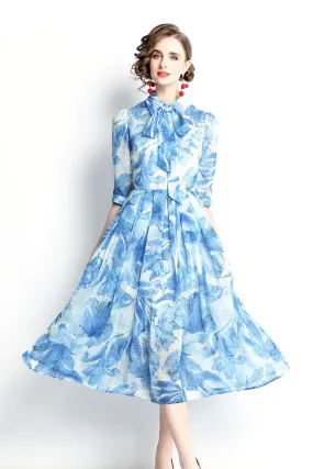 Midii Dress, Boho Vintage Dress, Blueleaf