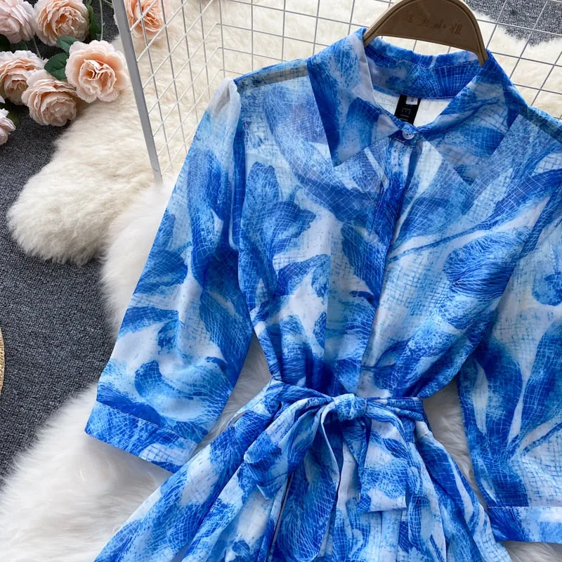 Midii Dress, Boho Vintage Dress, Blueleaf